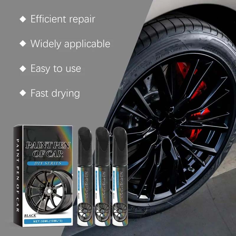 🔥Hot Sale 49% off🌟🖊️ Wheel Scratch Repair Pen 3‑Pack, Alloy Rim Curb Rash Touch‑Up Paint Pen, Quick DIY Wheel Scratch Remover
