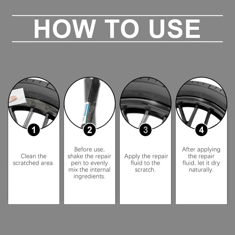 🔥Hot Sale 49% off🌟🖊️ Wheel Scratch Repair Pen 3‑Pack, Alloy Rim Curb Rash Touch‑Up Paint Pen, Quick DIY Wheel Scratch Remover